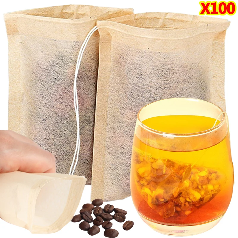 Herbal Tea - Drawstring 필터와 100Pcs 티백 커피 콩