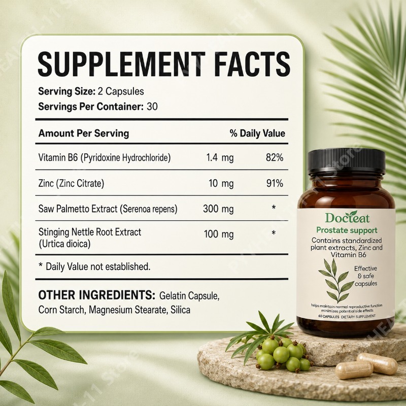 쏘 팔메토 캡슐 (쐐기풀 뿌리, 아연, 비타민 B6 함 - Herbal Supplement 리뷰 및 가격